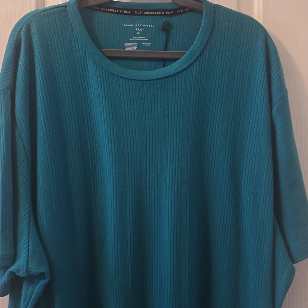 SHAQUILLE O'NEAL BRAND MENS TEAL BIG & TALL SHORT SLEEVE RIBBED T-SHIRT SIZE 3XL